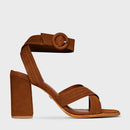 Sandália Infinite Salto Bloco Alto Couro Nobuck Marrom Saddle - Carrano