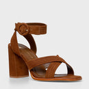 Sandália Infinite Salto Bloco Alto Couro Nobuck Marrom Saddle - Carrano