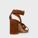 Sandália Infinite Salto Bloco Alto Couro Nobuck Marrom Saddle - Carrano