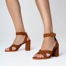 Sandália Infinite Salto Bloco Alto Couro Nobuck Marrom Saddle - Carrano