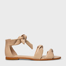 Sandália Flat Twist Lace Knot Couro Bege Ginger - Carrano