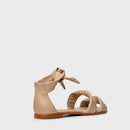 Sandália Flat Twist Lace Knot Couro Bege Ginger - Carrano
