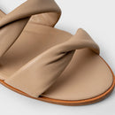 Sandália Flat Twist Lace Knot Couro Bege Ginger - Carrano