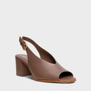 Sandália Boot Essential Salto Bloco Couro Marrom Mocha - Carrano