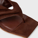 Sandália Thong Ripple Couro Nobuck Marrom Mocha - Carrano