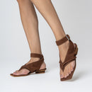 Sandália Thong Ripple Couro Nobuck Marrom Mocha - Carrano