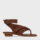 Sandália Thong Ripple Couro Nobuck Marrom Mocha - Carrano