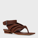 Sandália Thong Ripple Couro Nobuck Marrom Mocha - Carrano