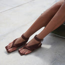 Sandália Thong Ripple Couro Nobuck Marrom Mocha - Carrano