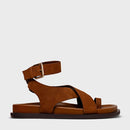 Sandália Papete Bold Couro Nobuck Marrom Saddle - Carrano