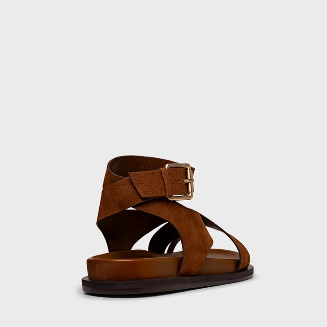 Sandália Papete Bold Couro Nobuck Marrom Saddle - Carrano