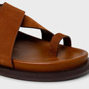 Sandália Papete Bold Couro Nobuck Marrom Saddle - Carrano