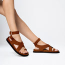 Sandália Papete Bold Couro Nobuck Marrom Saddle - Carrano