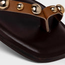 Sandália Flat Balls Tiras Couro Marrom Saddle - Carrano