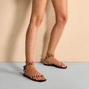 Sandália Flat Balls Tiras Couro Marrom Saddle - Carrano