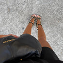 Sandália Balls Recorte Salto Fino Couro Preto - Carrano