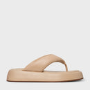 Flat Papete Thong Couro Bege Ginger - Carrano