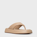 Flat Papete Thong Couro Bege Ginger - Carrano