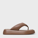 Flat Papete Thong Couro Marrom Mocha - Carrano