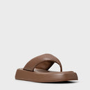 Flat Papete Thong Couro Marrom Mocha - Carrano