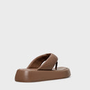 Flat Papete Thong Couro Marrom Mocha - Carrano