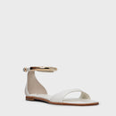 Sandália Flat Glow Couro Off White Milk - Carrano