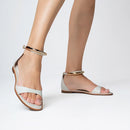 Sandália Flat Glow Couro Off White Milk - Carrano