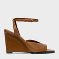 Sandália Bold Anabela Couro Marrom Saddle - Carrano