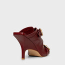 Open Mule Buckle Salto Fino Couro Vinho Merlot - Carrano