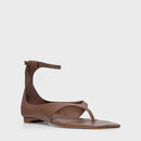 Sandália Flat Thong Bold Couro Marrom Mocha - Carrano