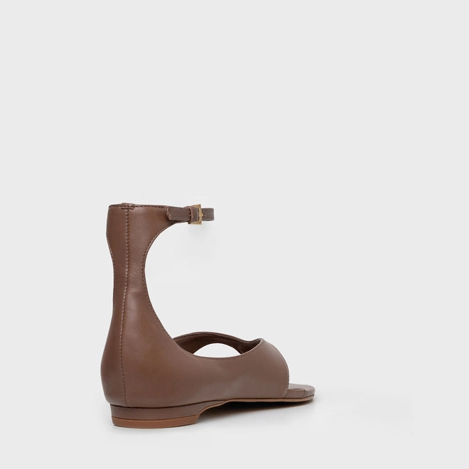 Sandália Flat Thong Bold Couro Marrom Mocha - Carrano