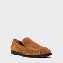 Loafer Drapeado Couro Suede Marrom Saddle - CARRANO
