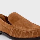 Loafer Drapeado Couro Suede Marrom Saddle - CARRANO