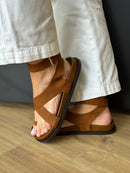 Sandália Papete Bold Couro Nobuck Marrom Saddle - Carrano