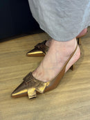 Sling Back Laço Dourado - Claudia Albuquerque Shoes