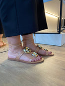 Sandália Amarrações com Detalhe em Dourado - Vicenza