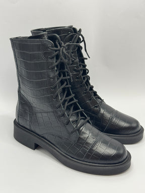 Coturno Preto Croco - Claudia Albuquerque Shoes