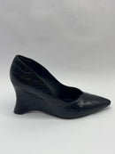 Scarpin Anabela Croco Preto - Claudia Albuquerque Shoes
