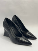 Scarpin Anabela Croco Preto - Claudia Albuquerque Shoes