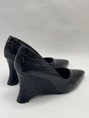 Scarpin Anabela Croco Preto - Claudia Albuquerque Shoes