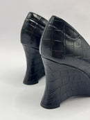 Scarpin Anabela Croco Preto - Claudia Albuquerque Shoes