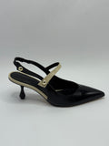 Slingback Preto e Branco - Claudia Albuquerque Shoes