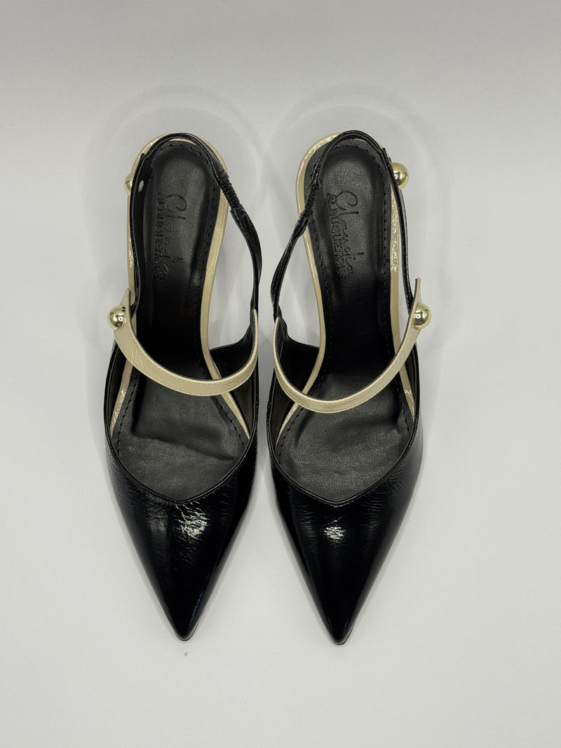 Slingback Preto e Branco - Claudia Albuquerque Shoes