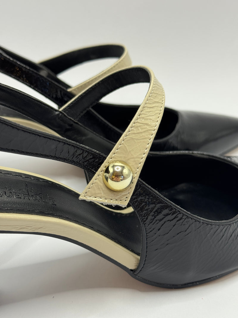 Slingback Preto e Branco - Claudia Albuquerque Shoes