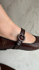 Sapatilha Bico Fino Croco Marrom - Claudia Albuquerque Shoes