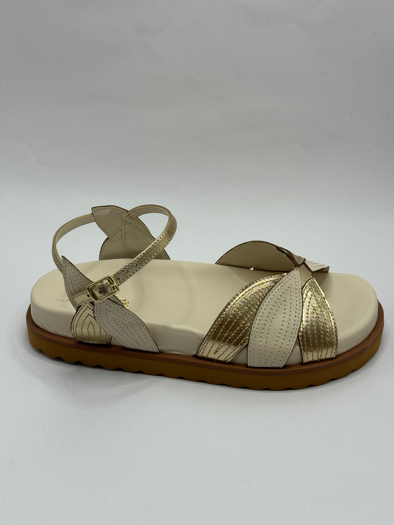 Papete Off White com Dourado - Claudia Albuquerque Shoes