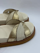 Papete Off White com Dourado - Claudia Albuquerque Shoes
