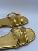 Sandália Rasteira Dourada - Claudia Albuquerque Shoes