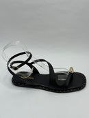 Sandália Preta com Detalhe Dourado - Claudia Albuquerque Shoes