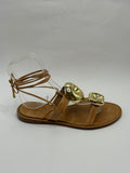 Sandália Amarrações com Detalhe em Dourado - Vicenza